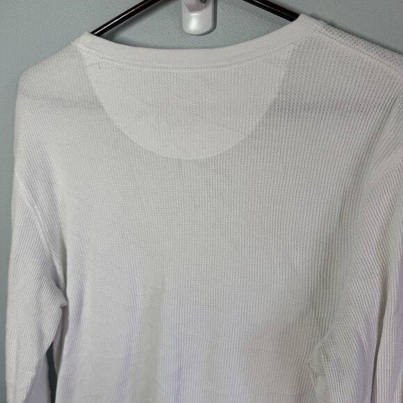 GAP Mens Waffle Knit Thermal Top Large White Long Sleeve Crewneck Layering Winte - Picture 5 of 9